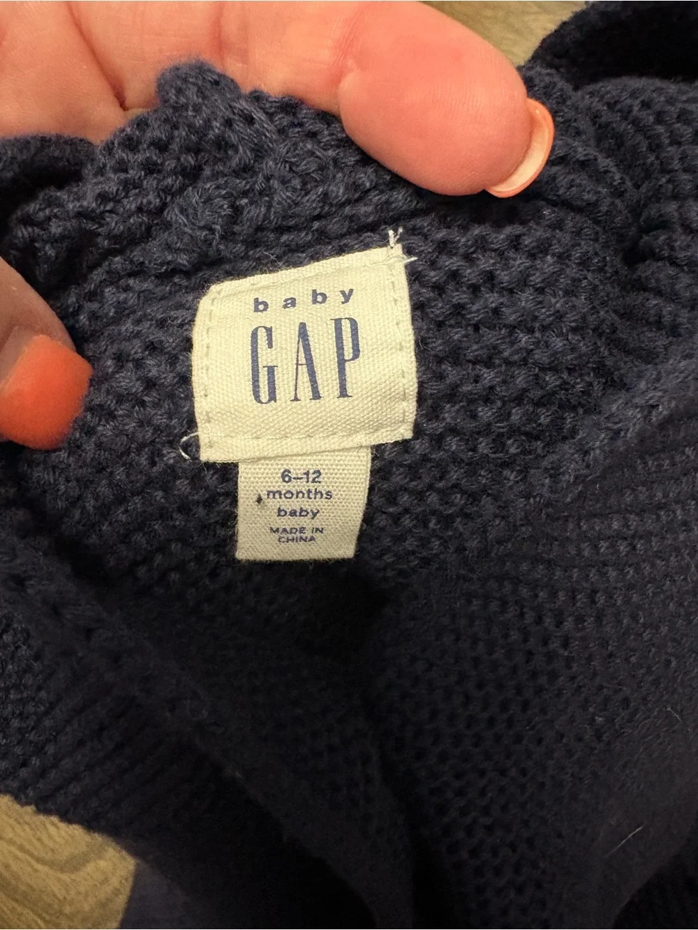 🌴 Baby Gap Baby Boy 6–12M Navy Hooded Bear Ear Cardigan
